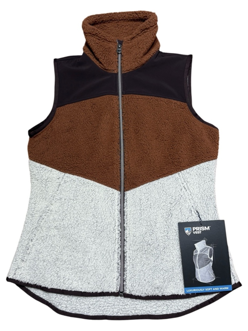 Kuhl Wm’s Prism Sherpa Fleece Colorblock Vest NWT In Copper Sz S